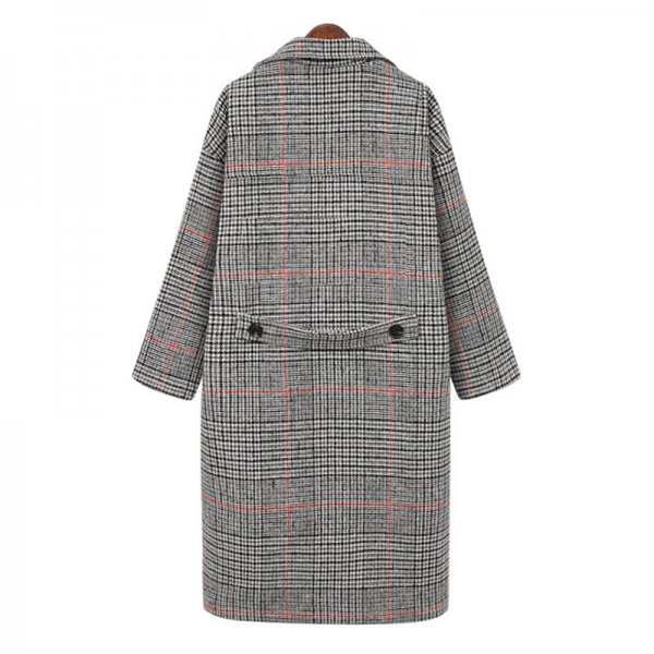 All-match plaid coat mid-length woolen coat